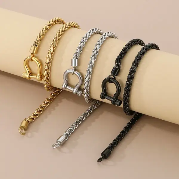 Wholesale 304 Stainless Steel Modern Style Simple Style Classic Style Geometric Bracelets Necklace