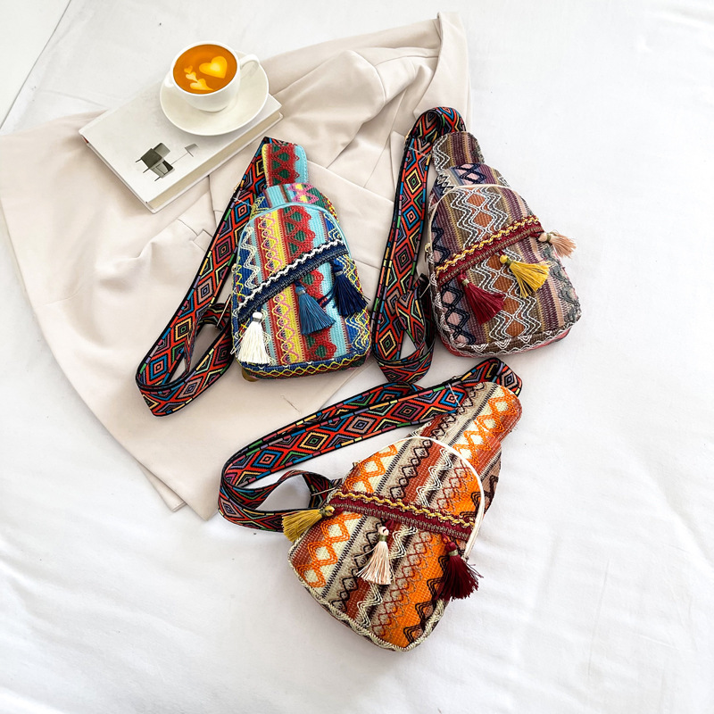 Wholesale New Bags for Women 2025 New Ethnic Style Women's Chest Bag Versatile Fashion Tassel Waist Bag Trendy Women's Crossbody Bag