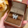 Wholesale Butterfly Necklace For Women With Claw Setting, 304 Stainless Steel, Golden Plated Water Plating, Zircon Inlay, Cable Chain