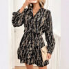 Wholesale Spring and Autumn Joker Fashion Wave Point V Neck dress Ladies A Skirt