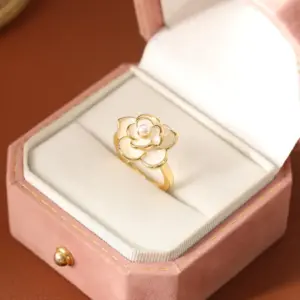 Wholesale French Gentle Tea Rose Ring Women's High-End Sensation Small Audience Design Luxury Fragrance Style Open Fairy Ring