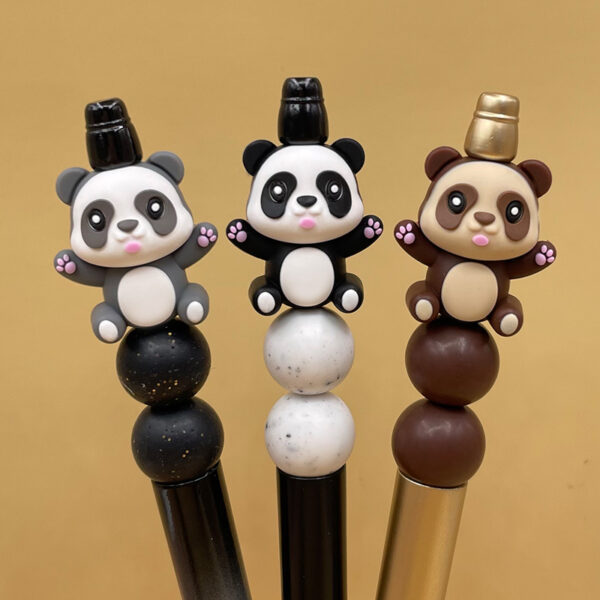 Wholesale Factory in stock 3D three-dimensional drop silicone panda beads food grade loose beads string pen beads jewelry beads