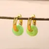 oly-6dce47a6ad46b1c0f210160e88fa5755 Wholesale 2pcs/set Green Natural Stone Jewelry Set 18K Gold Plated Stainless Steel Open Bracelet Earrings Waterproof Simple Style Basic Two-Piece Natural Stone Jewelry Set Accessories Wholesale Christmas Birthday Gift Choice