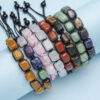 Wholesale Natural Stone Hand-Woven Colorful Crystal Bracelet Rectangular Stone Yoga Bracelet Adjustable Braided Bracelet