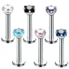 Wholesale Fashion Square Stainless Steel Inlay Zircon Lip Stud 1 Piece