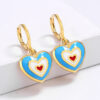 Wholesale   heart-to-heart color heart-shaped earrings Valentine's Day sweet romantic cute enamel earrings