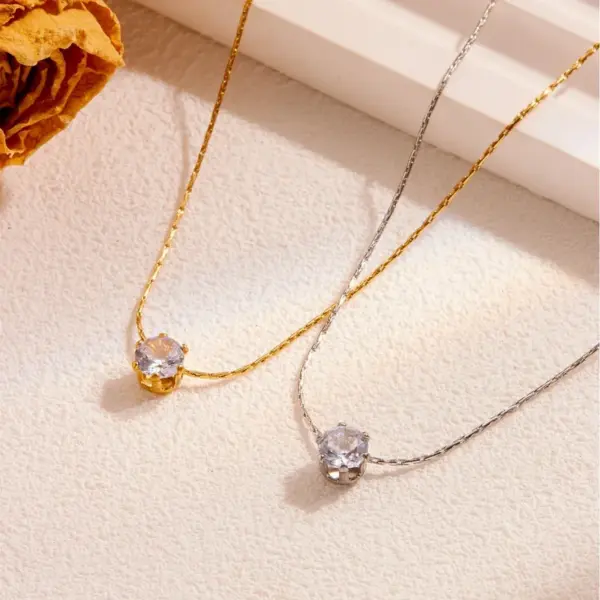 Wholesale PVD Coated Real Gold Plated 18K Gold Round Titanium Steel Simple Style Waterproof Non Tarnish Titanium Steel Necklace