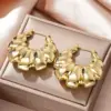 Wholesale Three-dimensional Geometric Earrings For Women In Copper With KC Golden Water Plating And 0.03µm Thickness