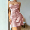 Wholesale Summer Ice Silk Satin Slip Skirt Mid-length Seductive Sexy Nightgown Women's Imitation Silk Casual Slip Nightgown