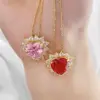 Wholesale 1 Piece Elegant Luxurious Shiny Heart Shape Polishing Plating Inlay Copper Zircon Pendant Necklace