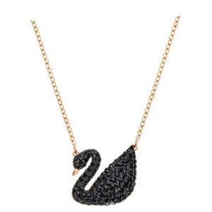High plate rose gold black swan necklace