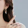 Wholesale Rhombus Earrings For Women Featuring 925 Sterling Silver Ear Pins, Copper Base With Electroplated Gold And Zircon Inlay