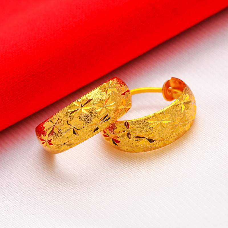 Wholesale Vietnam Gold Gold European coin gold jewelry gold gold Lady Baby's Sky star earrings women's imitation gold plated round ear buckle