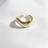 Wholesale Plasma Plated Steel Color 304 Stainless Steel Open Ring Snake-Shaped Cross Ginkgo Leaf Waterproof Non-Fading For Women