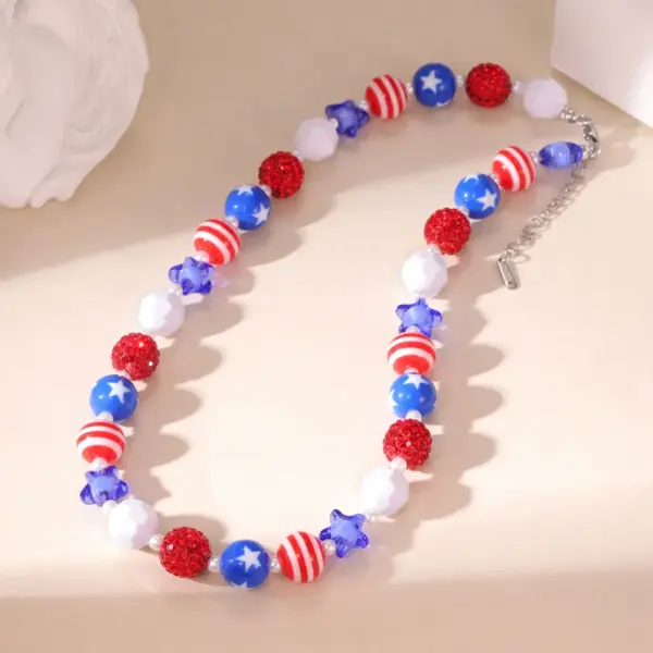 Wholesale Round Beaded Chain Necklace For Women In Multicolor Plastic With Stone-Free Inlay, Simple Style