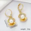 Wholesale Fashionable Shell Copper Micro-Paved Zirconia Simulated Pearl Ear Cuff Earrings Women's Versatile Ear Jewelry Daily Date Suitable