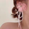 oly-6e52556b7d9e0594b626bad4281c42a1 Wholesale Pollen ~ Retro Flower Crystal Tassel Earrings Advanced Fairy Temperament Niche Design Holiday Style Exaggerated Earrings