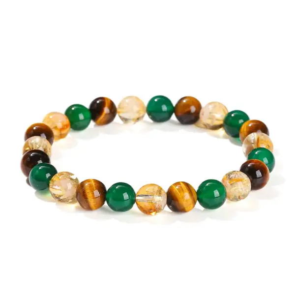 Wholesale JD Jewelry 7A Natural Yellow Tiger Eye Green Agate Yellow Crystal Geometric Pattern Mixed Beaded Bracelet Fashion Personality Bracelet