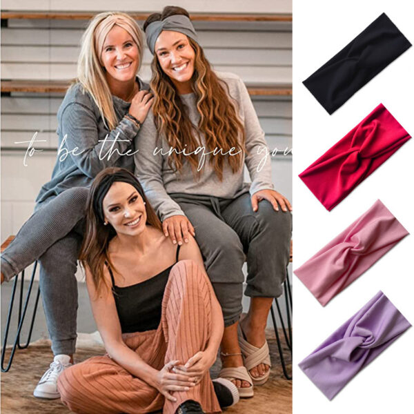 oly-6e63525e2c91260e49f0b1531b93d5bf Wholesale Women's Solid Color Cross Hair Band Elastic Wide-brimmed Hair Band Exercise Running Sweat-absorbent Headband