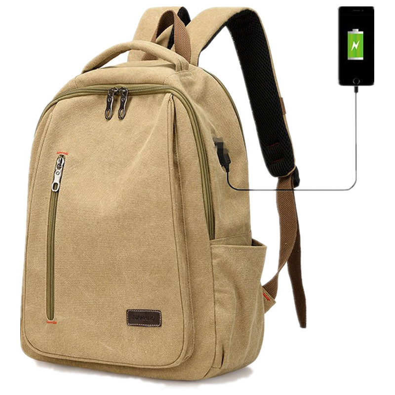 Wholesale Foreign Trade Backpack Women's Bag Simple Casual Male Student School Bag Canvas Bag Large Capacity Ins Style Computer Bag Backpack