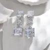 Wholesale 1 Pair Basic Simple Style Square Inlay Copper Zircon Drop Earrings