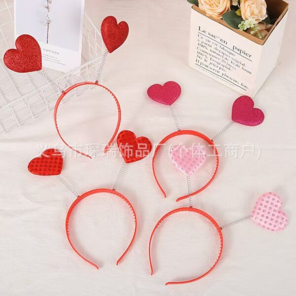 oly-6e9a52378945a89c78e6b0dc2087a100 Wholesale Valentine's Day Hair Hoop Christmas Party Headwear Fun Theme Glitter Love Headband Peach Heart Hair Accessories