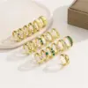 Wholesale Unisex U Shape Open Ring In Copper With Electroplated Gold Plating And White Zircon Inlay