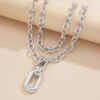 oly-6eb874eeb869bf295ec7a36d3aa00d12 Wholesale jewelry chain metal necklace female sexy girl clavicle chain two-piece set factory