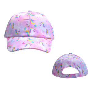 Full printed unicorn-pink / Free size-adjustable (50-54)