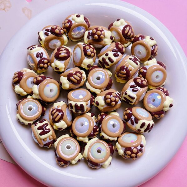 Wholesale 16mm brown Department Heavy Oil Hand-painted Round Beads Beaded DIY Mobile Phone Chain Keychain Material Jewelry Accessories