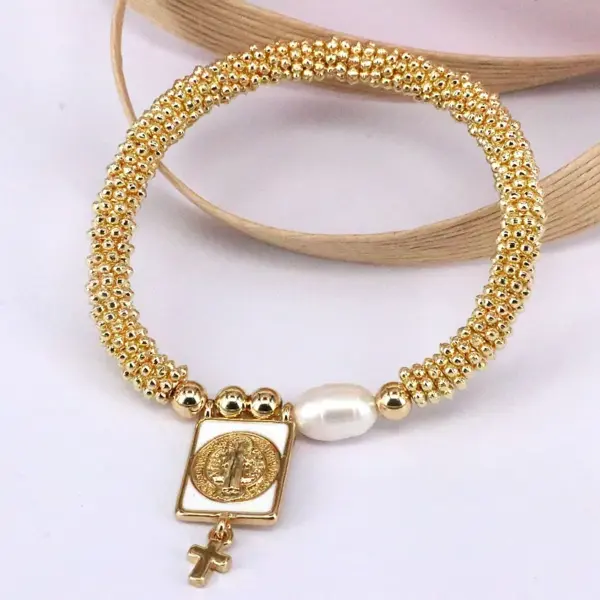 oly-6edef6980cb0426f33c78dd1ffcc0f36 Wholesale Elegant Vintage Style Luxurious Cross Star Heart Shape Copper 18k Gold Plated Zircon Bracelets In Bulk