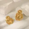Wholesale PVD Coated Real Gold Plated 18K Gold Leaves 304 Stainless Steel Exaggerated French Style Waterproof Non Tarnish Ear Studs