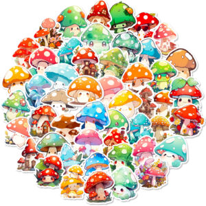 Wholesale Big Sale 50 Mushroom Stickers Psychedelic Retro Cute Mushroom Export Amazon Cute Colorful Graffiti Stickers Batch