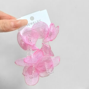 Pink flower crystal earrings