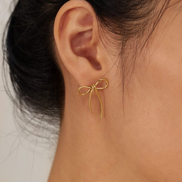 Wholesale Ins Niche Creative Design Earrings Women's Accessories Fashion All-match Simple Style Stainless Steel Bow Jewelry