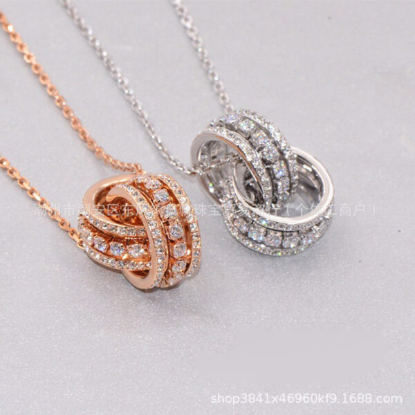 Wholesale Electroplated alloy double-ring transfer bead necklace clasp