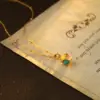 Wholesale Colorful Cube Pendant Necklace Women's Fashion Lightweight Luxury Dopa Cat's Eye Stone Clavicle Chain Geometric Pattern Alloy Copper Jewelry