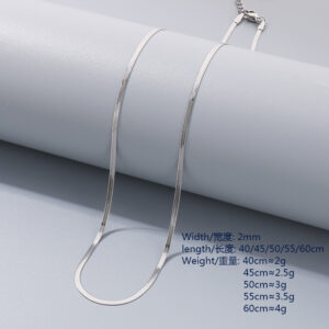Steel color 2mm / Necklace 45cm 5cm tail chain
