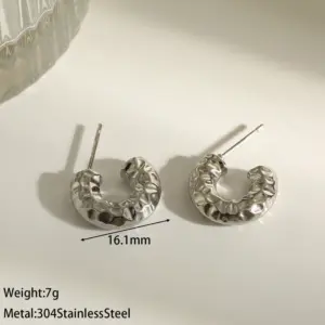 Steel-colored Hammered Stud Earrings