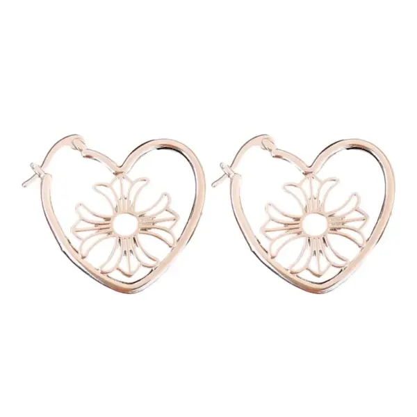 Wholesale French Minimalist Cross Heart Shaped Earrings Luxury Simple Fashion Personality Drop Earrings Copper Material Gold Plated