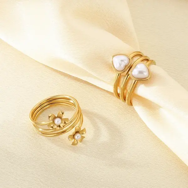 Wholesale Elegant Open Heart Flower Stainless Steel Ring For Women New Style Sweet Fashion Jewelry Accessory Versatile All Seasons