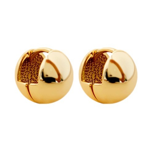 Wholesale Spherical Earrings Ear Buckle Simple Copper Gold Plated Metal Ball Earrings French Fashionable Ear Buckle