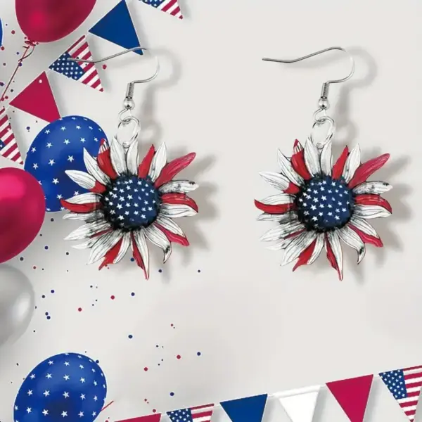 Wholesale Acrylic Earrings USA Independence Day Red White Blue Stripes Texas Sequin Five Pointed Star Glittering Simple Style Women's Jewelry