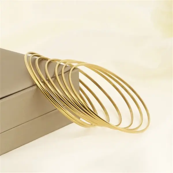 Wholesale Ion Plating (IP) 18K Gold Plated Solid Color 304 Stainless Steel Solid Color Waterproof Non Tarnish 304 Stainless Steel Bangle