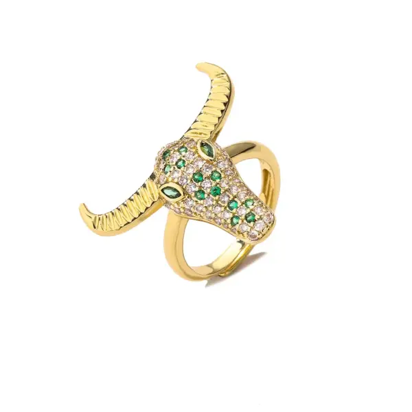 Wholesale Retro Cattle Copper Inlaid Zircon Open Ring