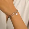 Wholesale Three-dimensional Heart Shape Bracelet For Women With 304 Stainless Steel O-Link Chain