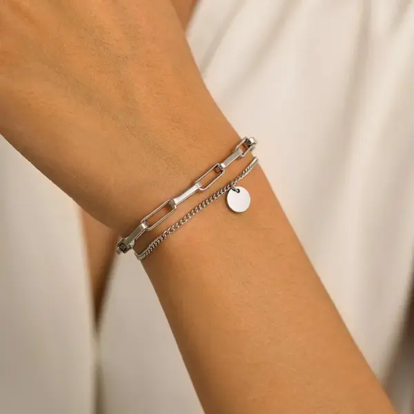 Wholesale Three-dimensional Heart Shape Bracelet For Women With 304 Stainless Steel O-Link Chain