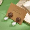 Wholesale Hot-Selling INS Style Inner Electroplated Real Gold Round Water Drop Imitation Pearl Earrings Waterproof Non-Fading