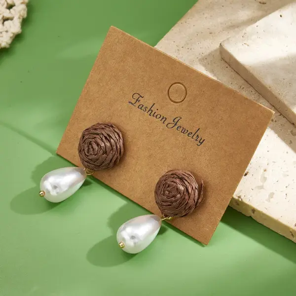 Wholesale Hot-Selling INS Style Inner Electroplated Real Gold Round Water Drop Imitation Pearl Earrings Waterproof Non-Fading