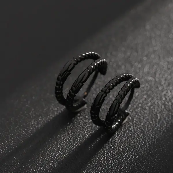 Wholesale Double Layer Silver Earrings Unisex Trendy Design High-End Sensation Men's Personality Women's Fashion Simple European Style Accessories